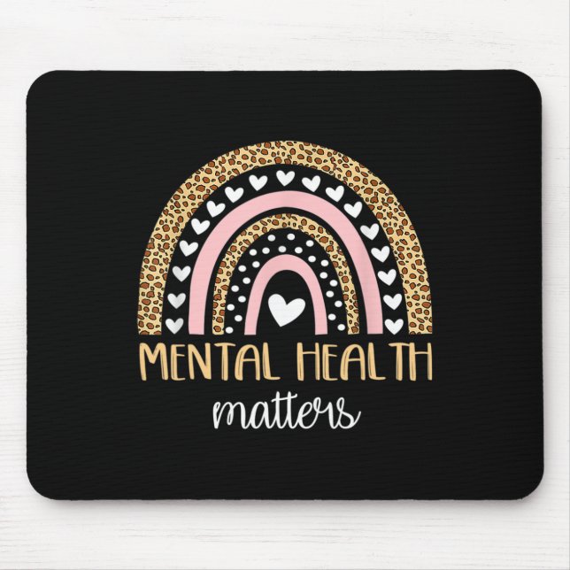 Mental Health Matters Boho Rainbow Awareness  Mouse Mat (Front)