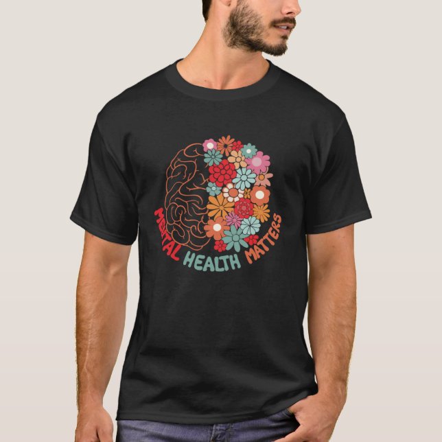 Mental Health Matters Brain Flower Awareness Kid M T-Shirt (Front)