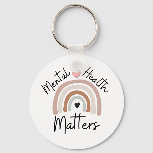 Mental Health Matters - Brown Rainbow Key Ring (Front)
