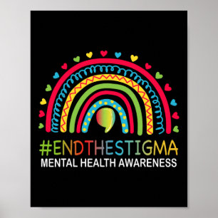 Mental-Health Matters End The Stigma Rainbow Boho Poster