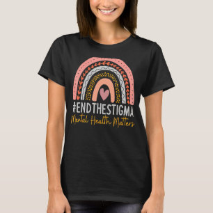 Mental Health Matters End The Stigma Rainbow Boho T-Shirt