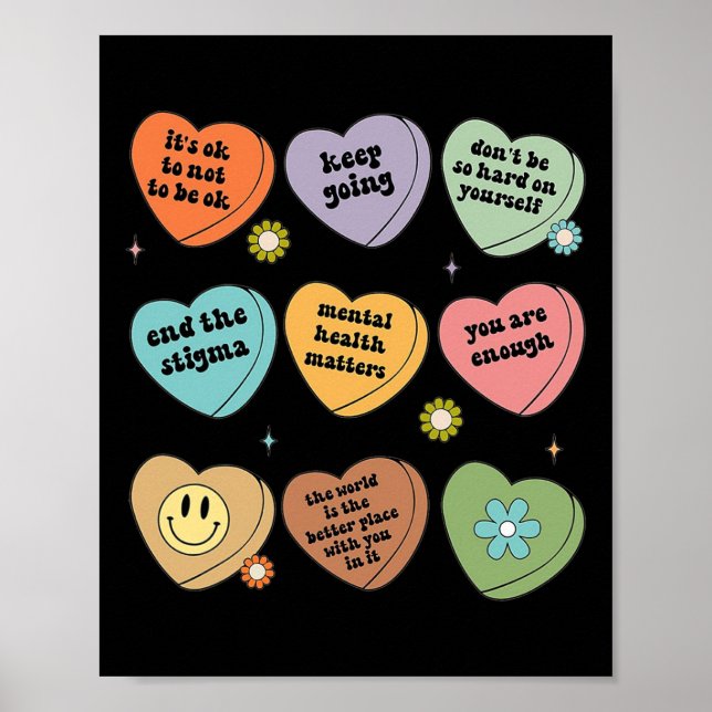 Mental Health Matters Floral Brain Graphic Health  Poster (Front)