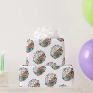 Mental health matters Floral Brain Mental Health Wrapping Paper