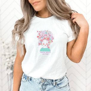 Mental Health Matters Floral Woman Peach Candy T-Shirt