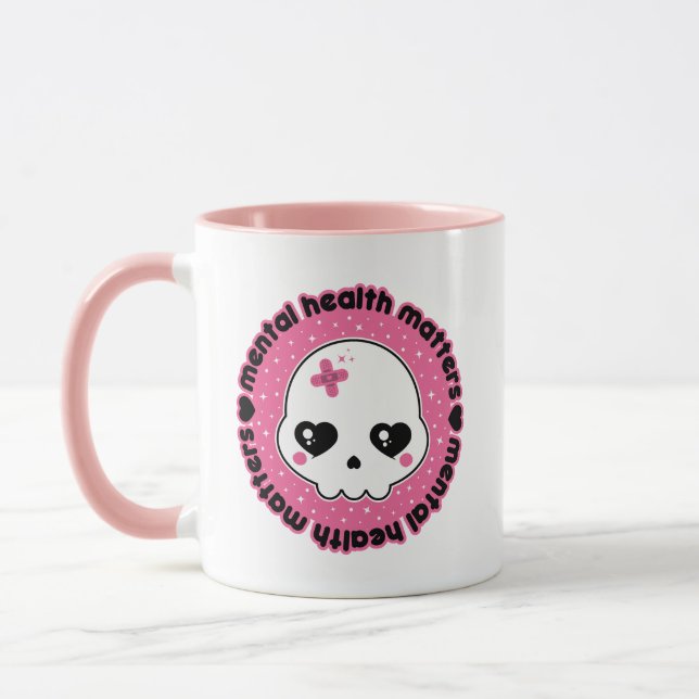 Mental Health Matters Kawaii Skull Mug (Left)