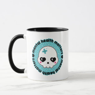 Mental Health Matters Kawaii Skull Mug