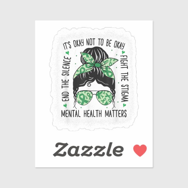 Mental Health Matters Messy Bun Mental Health Awar (Sheet)