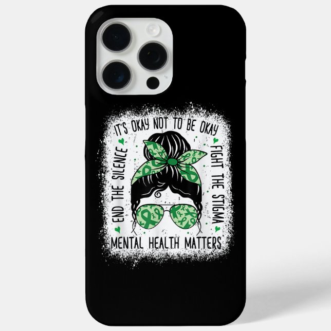 Mental Health Matters Messy Bun Mental Health Awar Case-Mate iPhone Case (Back)