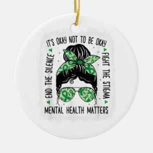 Mental Health Matters Messy Bun Mental Health Awar Ceramic Tree Decoration