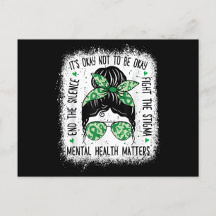 Mental Health Matters Messy Bun Mental Health Awar Holiday Postcard