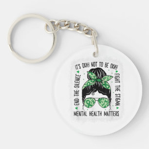 Mental Health Matters Messy Bun Mental Health Awar Key Ring