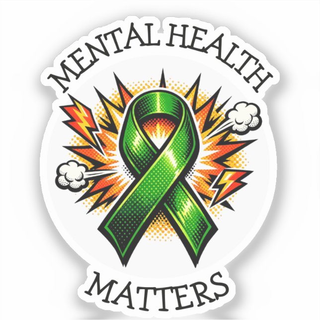 Mental Health Matters Pop Art Green Ribbon (Front)