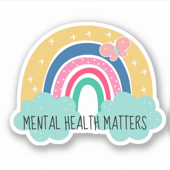 Mental Health Matters Rainbow Sticker (Front)