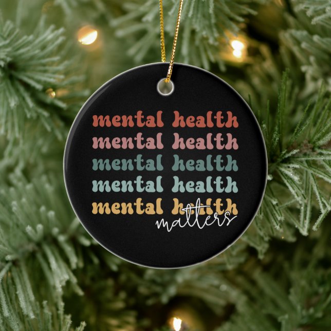 Mental Health Matters Retro Awareness Ceramic Tree Decoration (Tree)