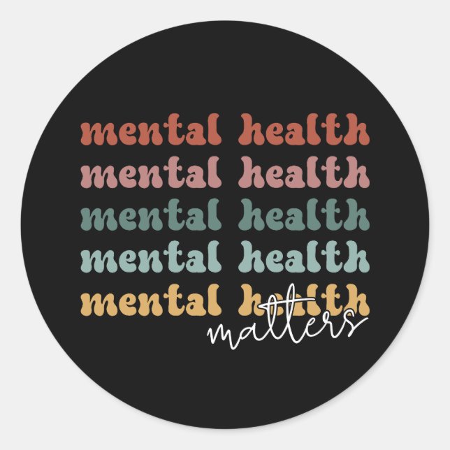 Mental Health Matters Retro Awareness Classic Round Sticker (Front)