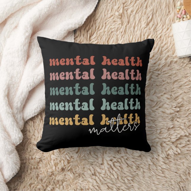Mental Health Matters Retro Awareness Cushion (Blanket)