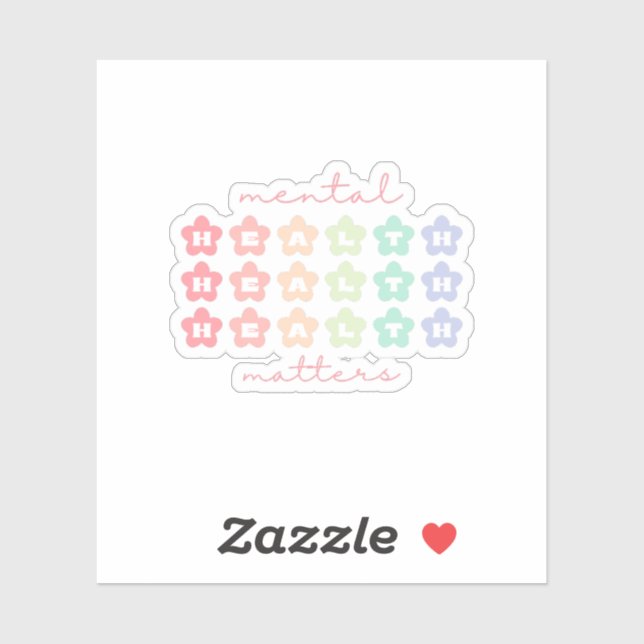 Mental Health Matters Retro Flowers Pastel Rainbow (Sheet)