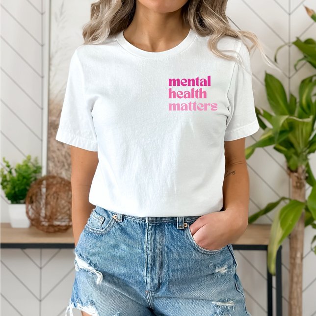 Mental Health Matters Retro Quote Barbiecore Pink T-Shirt (Mental Health Matters shirt | Retro Quote Barbiecore Pink | Aesthetic t-shirt)