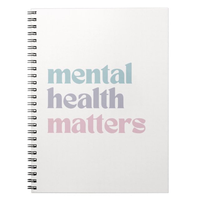 Mental Health Matters | Retro Quote French Grey  Notebook (Front)