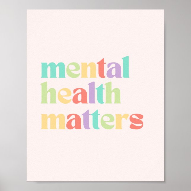 Mental Health Matters | Retro Quote Mixed Peach Poster (Front)