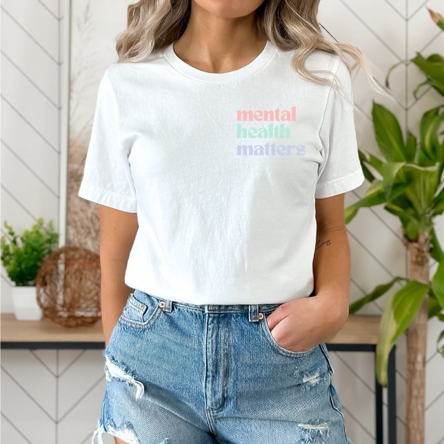 Mental Health Matters  | Retro Quote Pastel Rainbo T-Shirt (Mental Health Matters shirt | Retro Quote Pastel Rainbow | Aesthetic t-shirt)