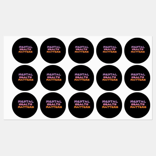 mental health matters stickers and labels. (Sheet)