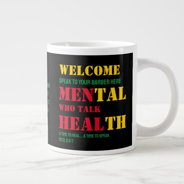 Mental Health MEN WHO TALK HEAL Barber Large Coffee Mug (Right)