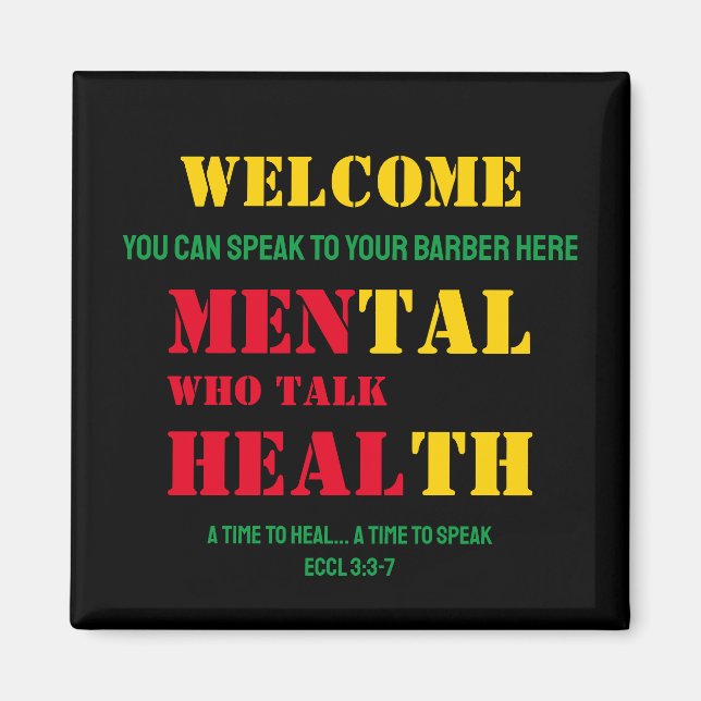 Mental Health MEN WHO TALK HEAL Barber Magnet (Front)