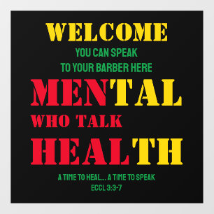 Mental Health MEN WHO TALK HEAL Barber Window Cling