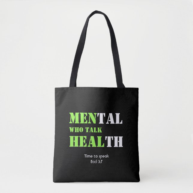 Mental Health MEN WHO TALK HEAL Custom Scripture Tote Bag (Front)