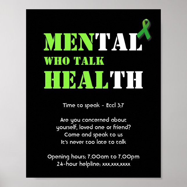 Mental Health MEN WHO TALK HEAL Customised Support Poster (Front)