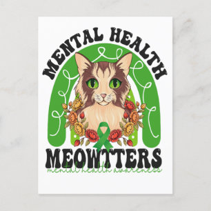 Mental Health Meowtters Funny Cat Rainbow Kitten Postcard