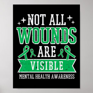Mental Health Not All Wounds Visible Awareness Wom Poster