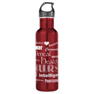Mental Health Nurse-Attributes/White Text+heart 710 Ml Water Bottle