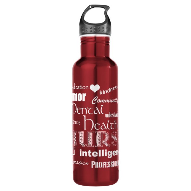 Mental Health Nurse-Attributes/White Text+heart 710 Ml Water Bottle (Front)