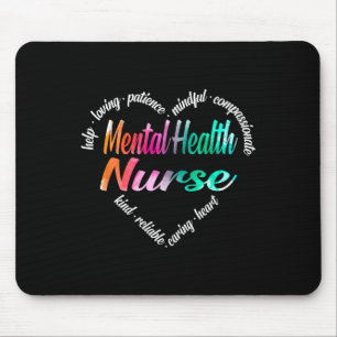 Mental Health Nurse Heart Word Cloud Watercolor Ra Mouse Mat