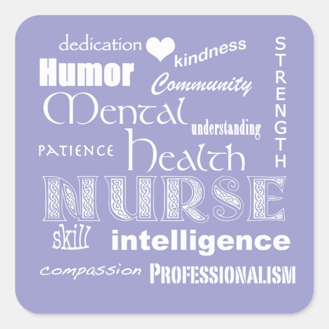 Mental Health Nurse Pride Attributes-Lilac Square Sticker (Front)