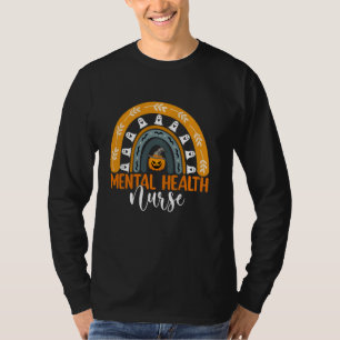 Mental Health Nurse Rainbow Halloween Pumpkin Cost T-Shirt