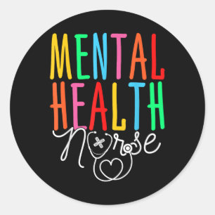 Mental Health Nurse Stethoscope Mental Health Awar Classic Round Sticker