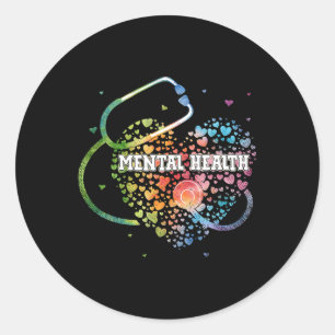 Mental Health Nurse Watercol Love Heart Scrub Stet Classic Round Sticker
