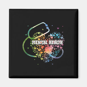Mental Health Nurse Watercol Love Heart Scrub Stet Magnet