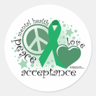 Mental Health Peace Love Acceptance Classic Round Sticker