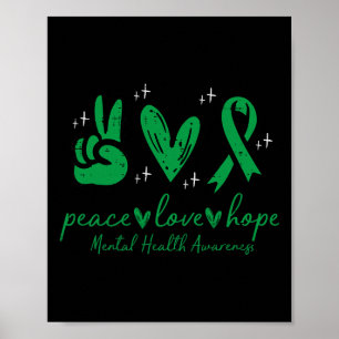 Mental Health Peace Love Hope Awareness Women Girl Poster