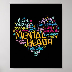 Mental Health Problems Awareness Hearts Mothers Da Poster