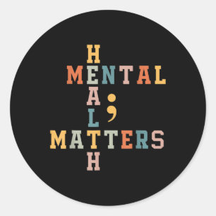 Mental Health Problems Awareness Semicolon Boys Gi Classic Round Sticker