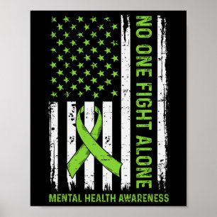 Mental Health Problems Awareness Usa Flag Brain Il Poster