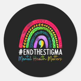 Mental-health Problems End The Stigma Rainbow Boho Classic Round Sticker