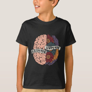 Mental Health Problems Floral Human Brain Awarenes T-Shirt