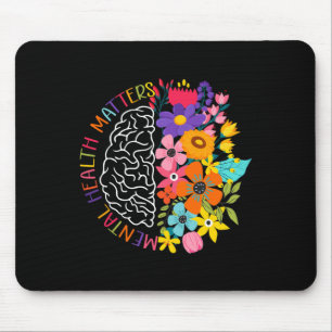 Mental Health Problems Floral Human Brain Illness  Mouse Mat