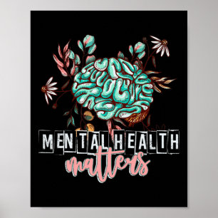 Mental Health Problems Flower Mind Brain Self Care Poster